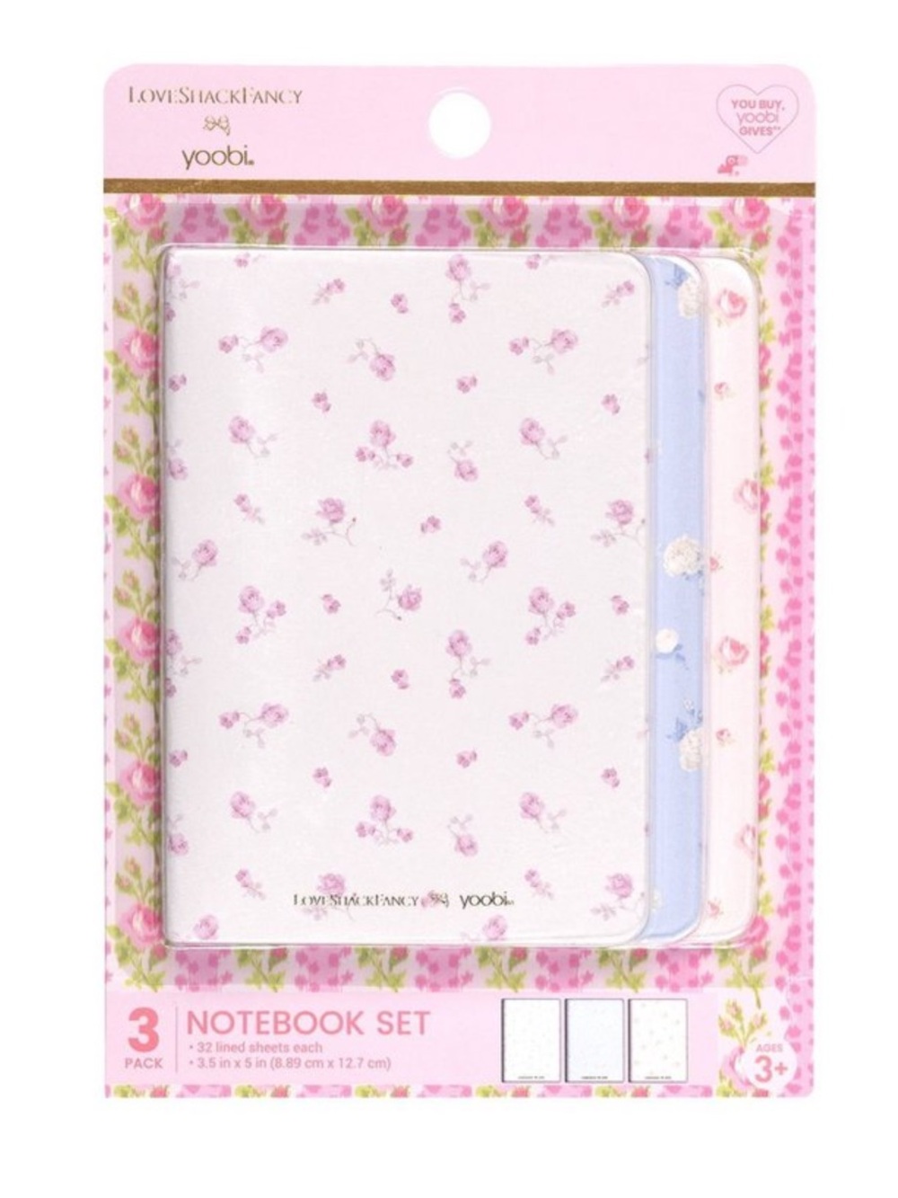 Target x Loveshackfancy Floral Pocket Notebook Set - Pink, White & Pastel Blue